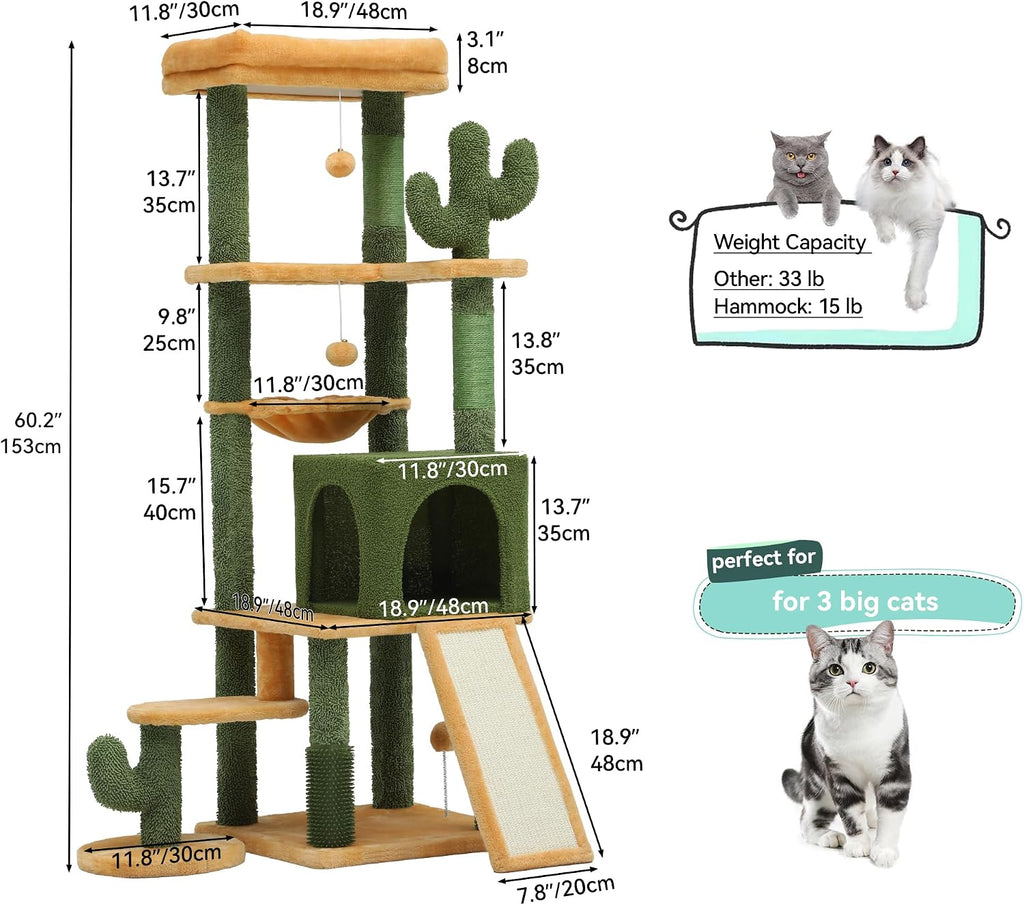 Tall Cactus Cat Tree Tower