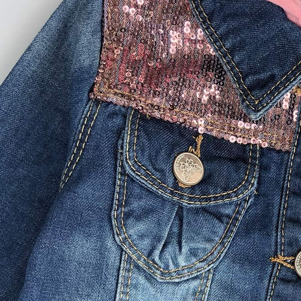 Little&Big Girls Sequin Outerwear Embroidery Denim Jacket