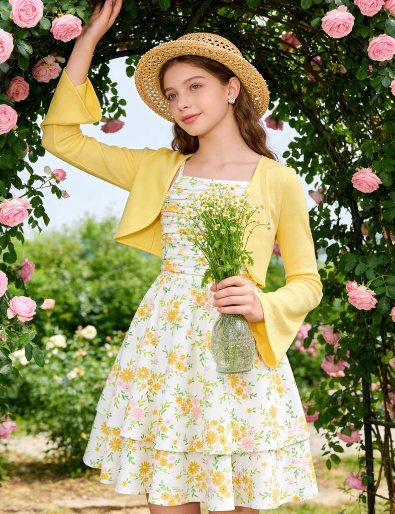 Layered Ruched Dress for Adjustable Strap Outfit with Cardigan