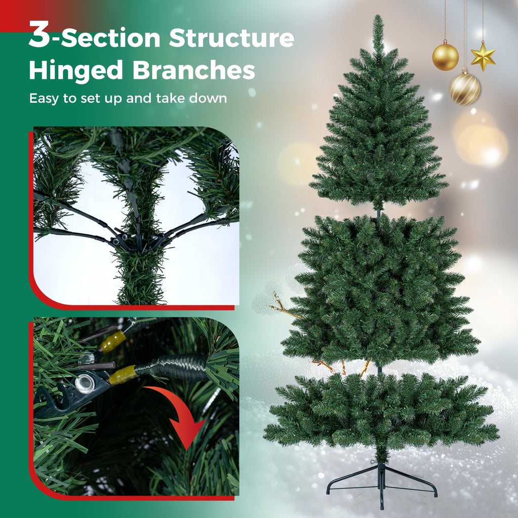 6 FT Artificial Pre-Lit Half Christmas Tree for Wall and Corner