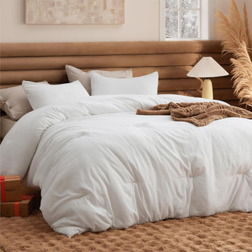 King Comforter Set, White Soft Prewashed Bedding for All Seasons, 3 Pieces GentleSoft Bed Set