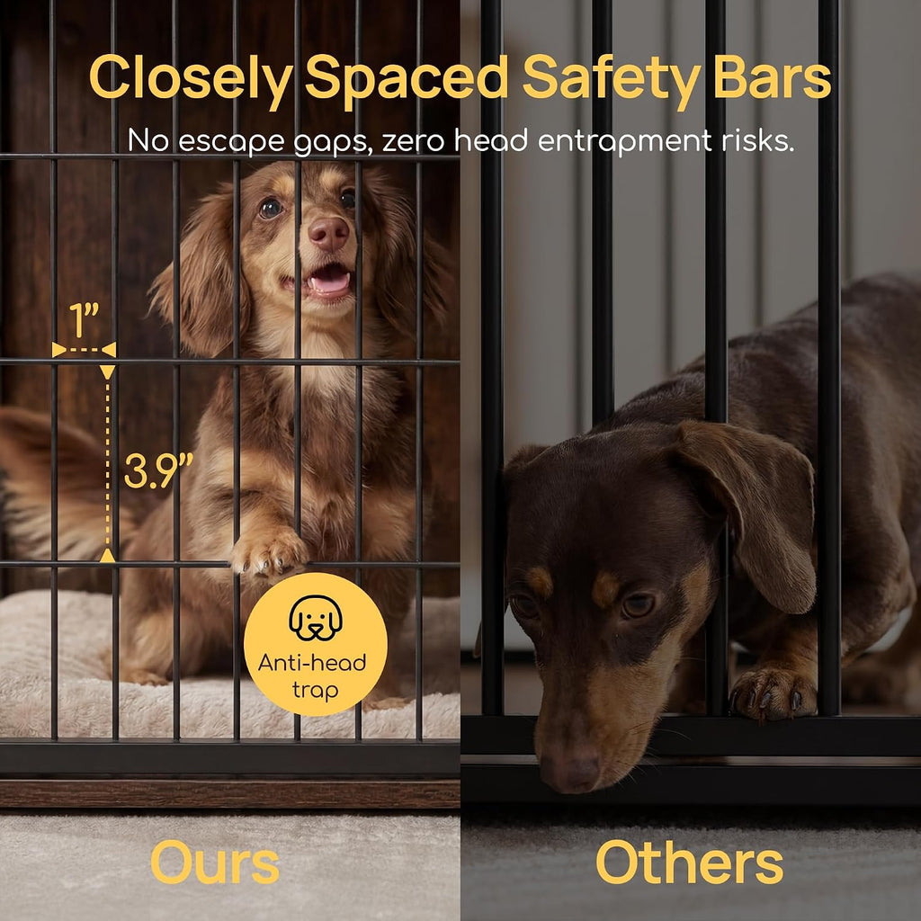 Dog Crate Furniture with Cushion and Charging Station for Indoor