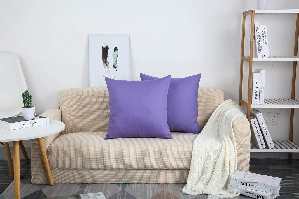 Handmade Decorative Solid 100% Cotton Canvas Throw Pillow Covers/Pillow Shams, (26"x26", Violet), 1 Count (Pack of 1)