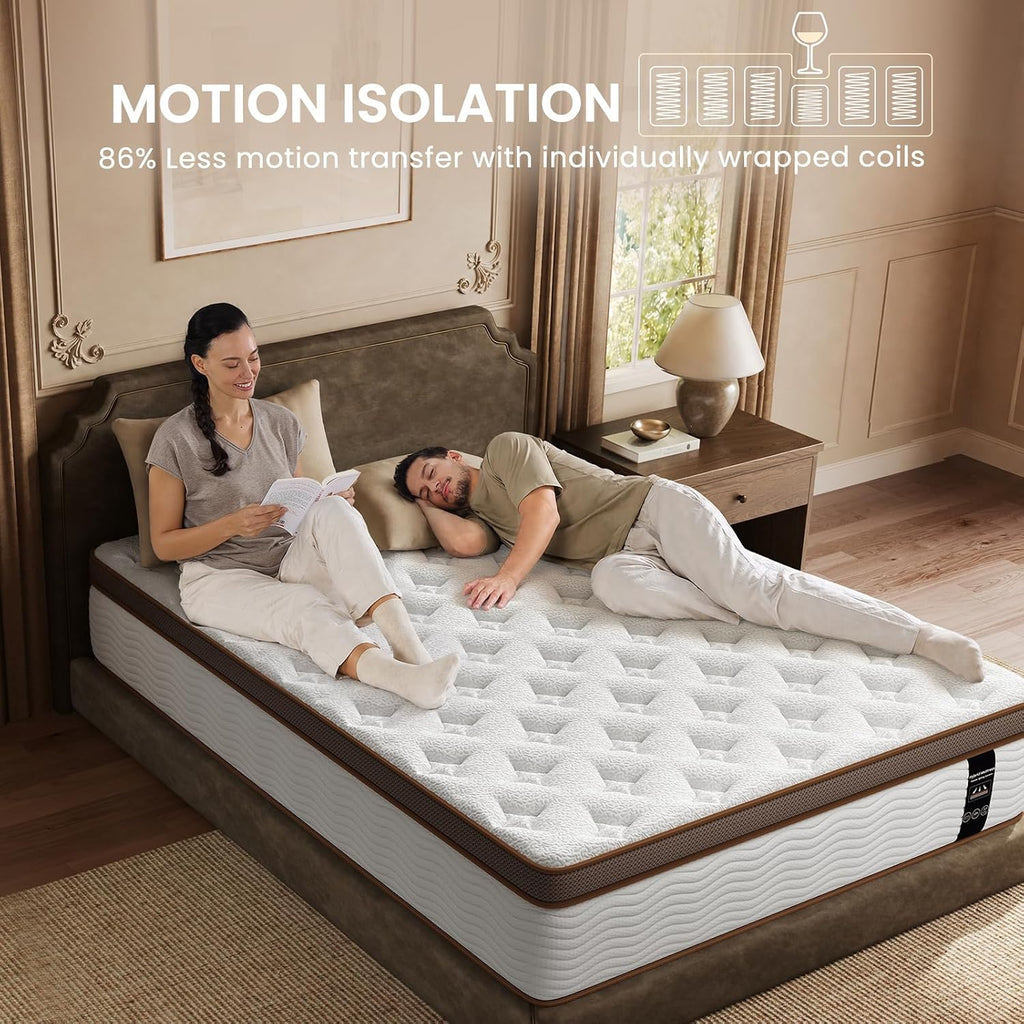 Full Mattress 14 Inch - Firm Hybrid Mattress Full with Orthopedic Spine Support & Motion Isolation - Individually