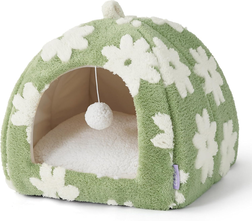 Cute Cat Beds for Indoor Cats - 2 in 1 Cat Cave Bed for Kittens and Small Pets with Removable Washable Cushioned