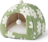 Cute Cat Beds for Indoor Cats - 2 in 1 Cat Cave Bed for Kittens and Small Pets with Removable Washable Cushioned