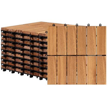 10pcs Acacia Wood,Interlocking Deck Tiles with Non-Slip Surface,Easy Snap Waterproof Flooring Tiles for Indoor