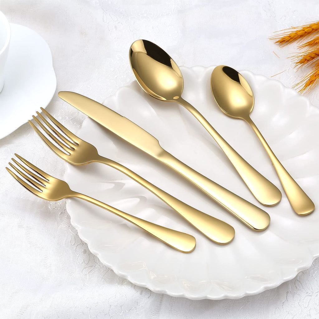 Gold Silverware Set, 40-Piece Flatware Set Service for 8