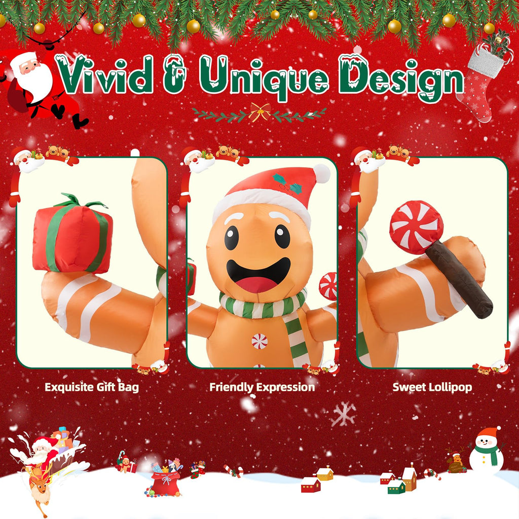 4FT Christmas Inflatables Gingerbread Man Lean Out from Window Outdoor Decorations, Christmas Window Inflatable
