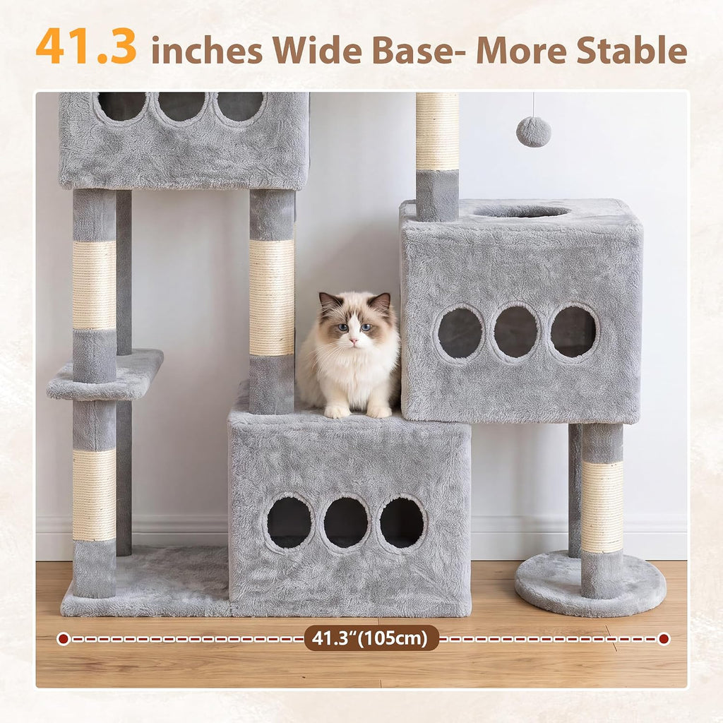 Sturdy Cat Tree Tower, 3 XXL Condos for Large Adult Cats
