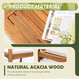 Patio Furniture 4 Piece Outdoor Acacia Wood Patio Conversation Sofa Set with Table & Cushions Porch Furniture for Deck