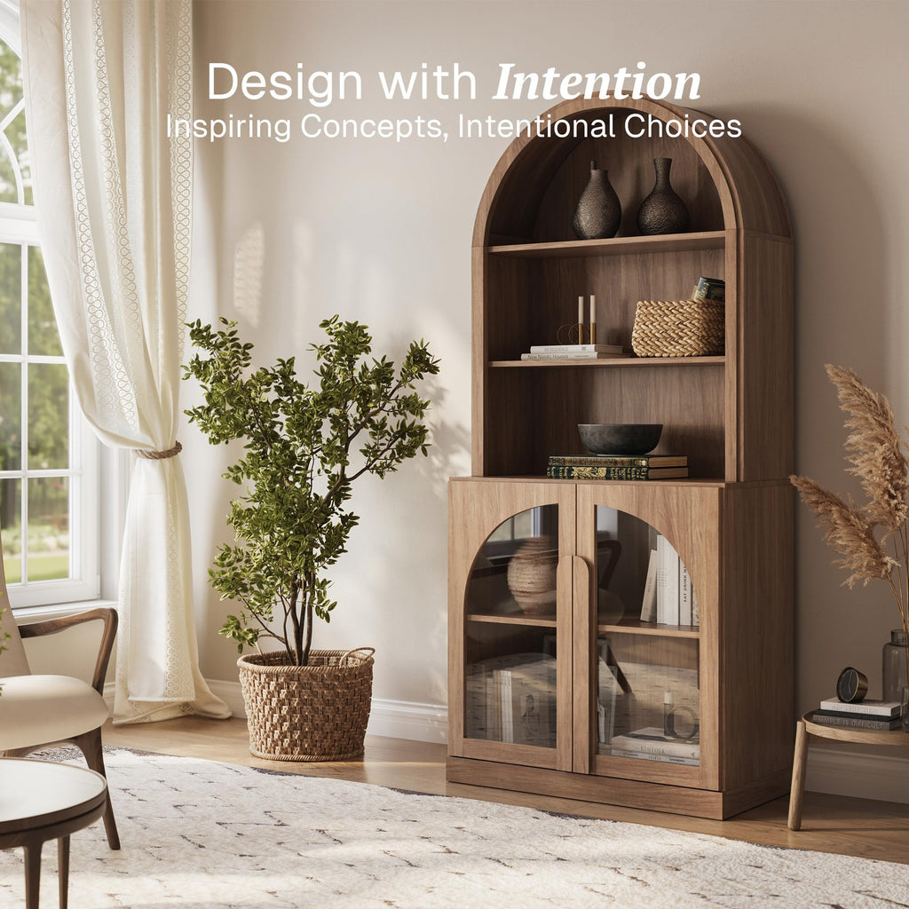 Bijou Bookcase with Glass Door - Camel