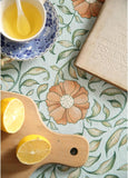 Designer French Linen Blue Tablecloth for Rectangle Table,Vintage Floral Table Cloth,Colorful Decora