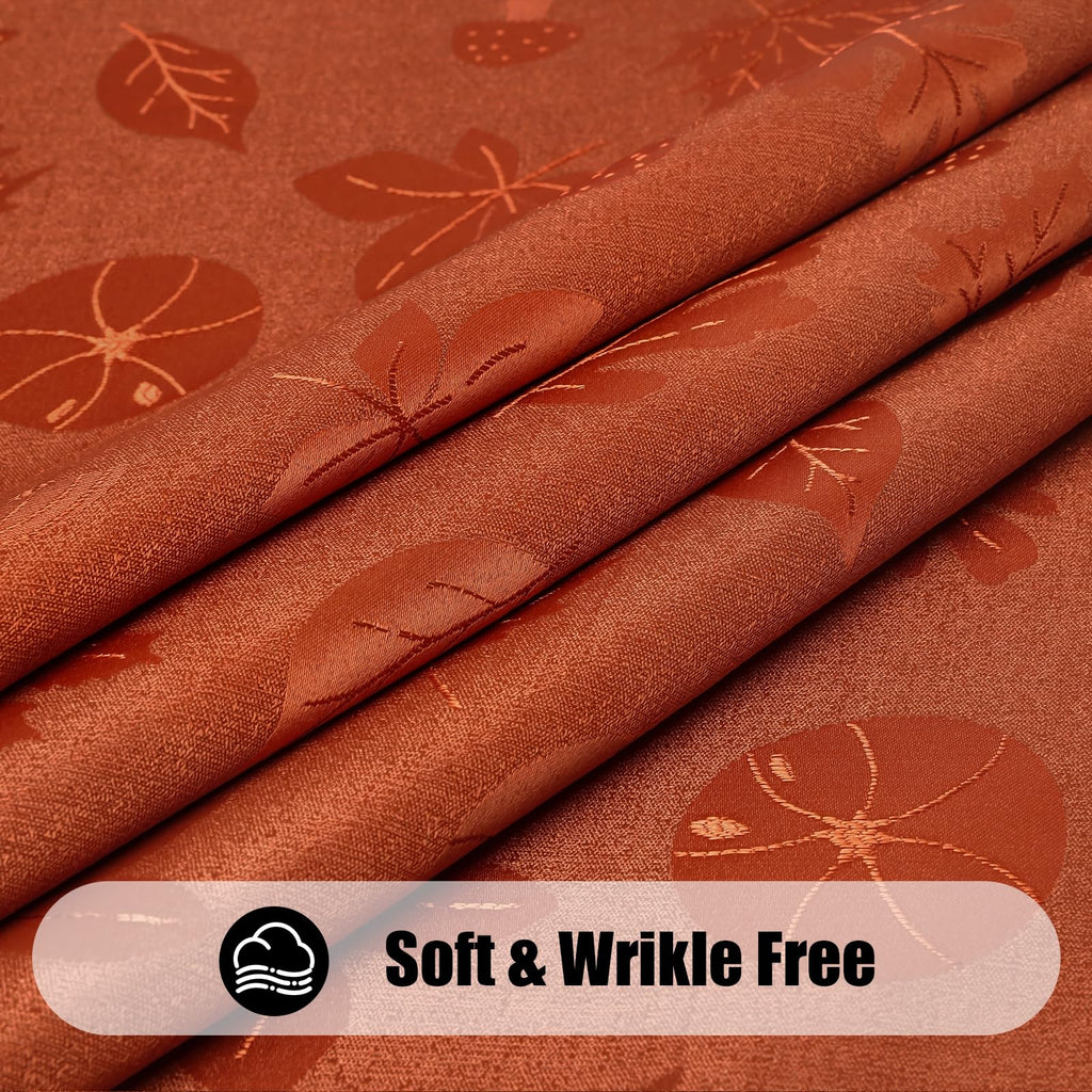 Thanksgiving Tablecloth Rectangle 52x70 Inch, Waterproof Autumn Pumpkin Mushroom Jacquard Table Cloth, Damask Fabric