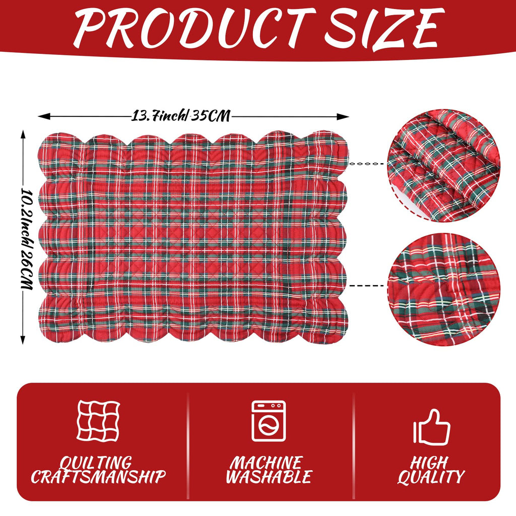 6 Pcs Quilted Scallop Placemats Dining