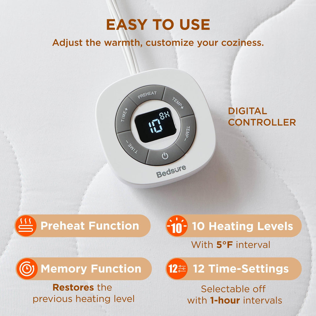 Waterproof Heated Mattress Pad Full Cotton Top Electric Bed Warmer