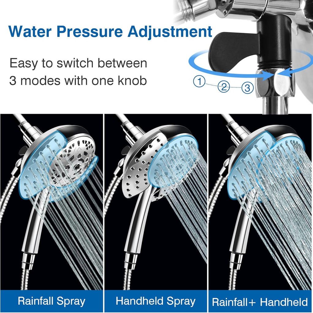 Shower Head with Handheld High Pressure: INAVAMZ Hand Held Shower Head & Rain Shower Head 2-IN-1 Shower Head with 59"