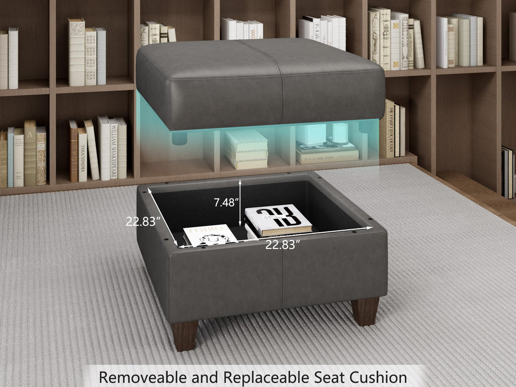 Faux Leather Sectional Couch L Shaped Sectional Sofa, Grey