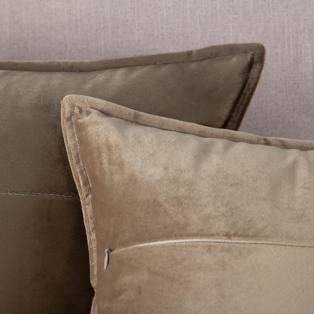 Set of 2 Super Soft Velvet Decorative Throw Pillow Covers 12x20 inch Brown Rectangular with Fringe Luxury Style