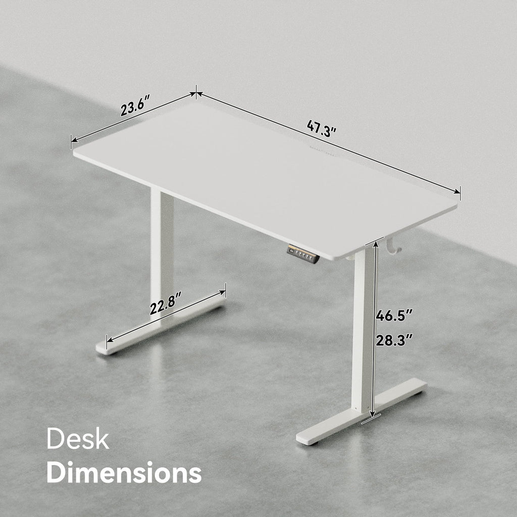 48 x 24 Inch Electric Standing Desk, 3 Memory Presets, White