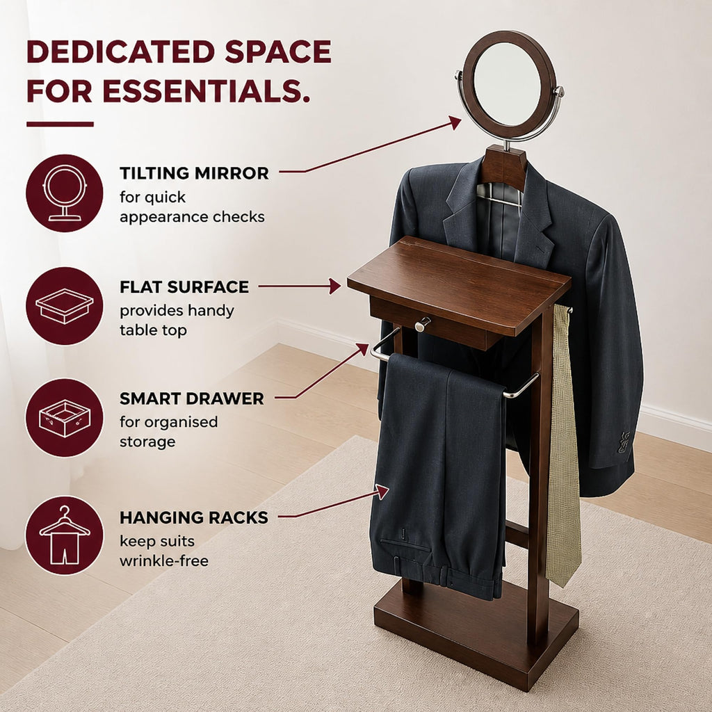 Valet Stand, Matte Grey Clothing Organizer