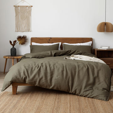 100% Washed French Flax Linen Duvet Cover Set - 3 Pieces, Cooling & Textured Farmhouse Bedding for Hot Sleepers, with