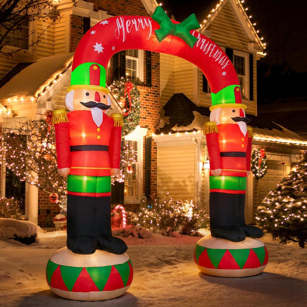 8FT Christmas Inflatable Archway Outdoor, Inflatable Nutcracker Arch Decor