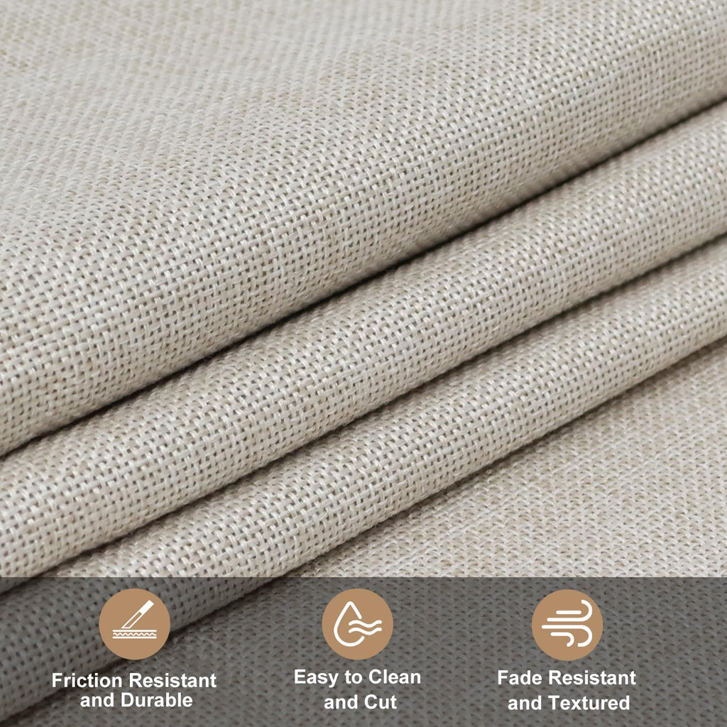 Heavy Linen Fabric 80x57 Inches, 1.2mm Thickness, Plain Solid Color Cloth for Embroidery, Clothing, Sewing - Linen