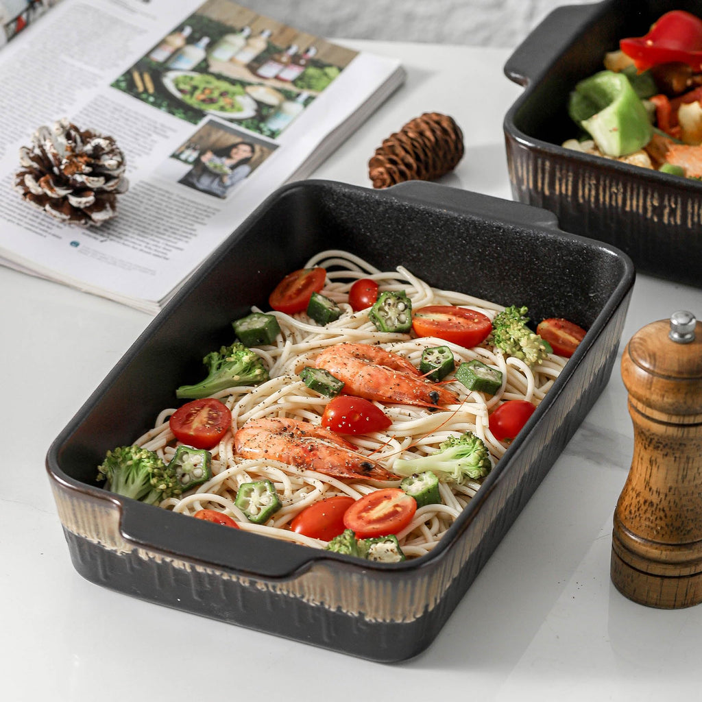 Bakeware Set, Ceramic Baking Dish, Rectangular Baking Pans Set, Casserole Dish for Cooking, Cake Dinner, Kitchen 9 x