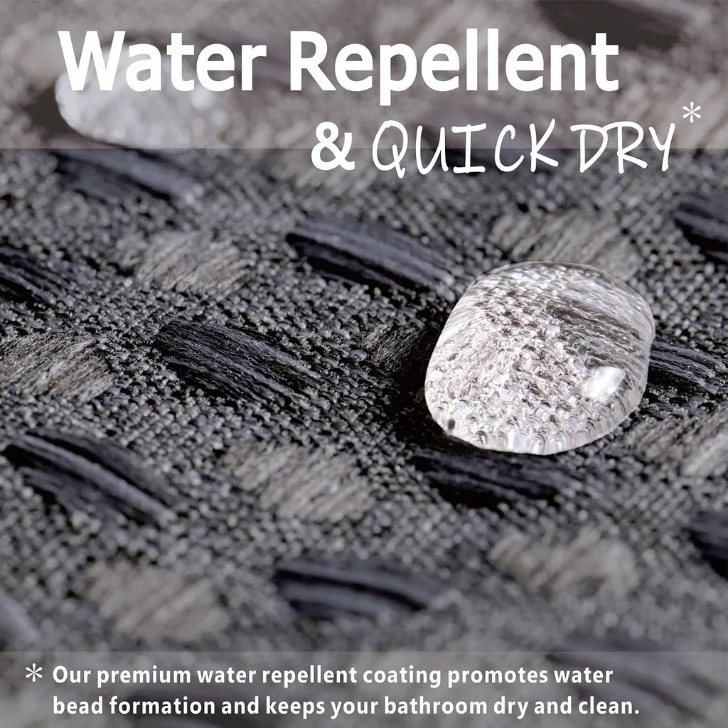 Dark Grey Bathroom Shower Curtain: Water Repellent Heavy Duty - 72"Lx72"W | Waffle Weave Textured 256GSM Weighted
