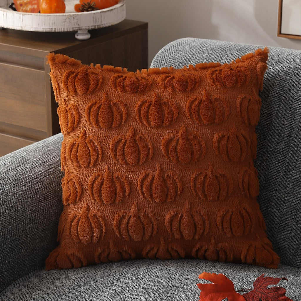 Fall Pillow Covers 24x24 2Pcs Rust Pumpkin Fall Decorations
