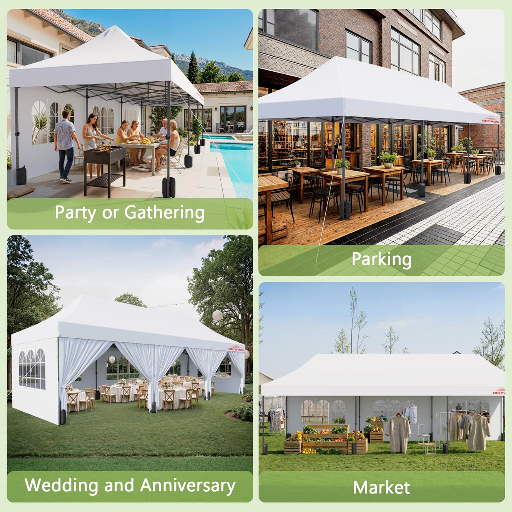 10x30 Heavy Duty Commercial Pop Up Canopy with Sidewalls, White