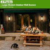 16inch Large Outdoor Wall Lights - 2 Packs Modern Black Exterior Light Fixture with Clear Glass Shade