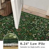 3x5 Dark Green Boho Floral Vintage Area Rug,Soft Lightweight Low Pile Non-Shedding Carpet,Machine Wa