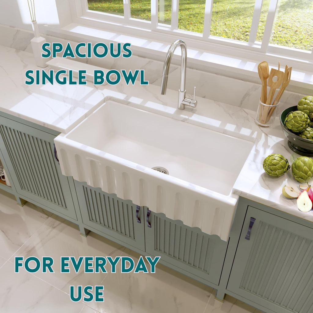 Farmhouse Sink, 36" Farm Kitchen Sink, Fireclay
