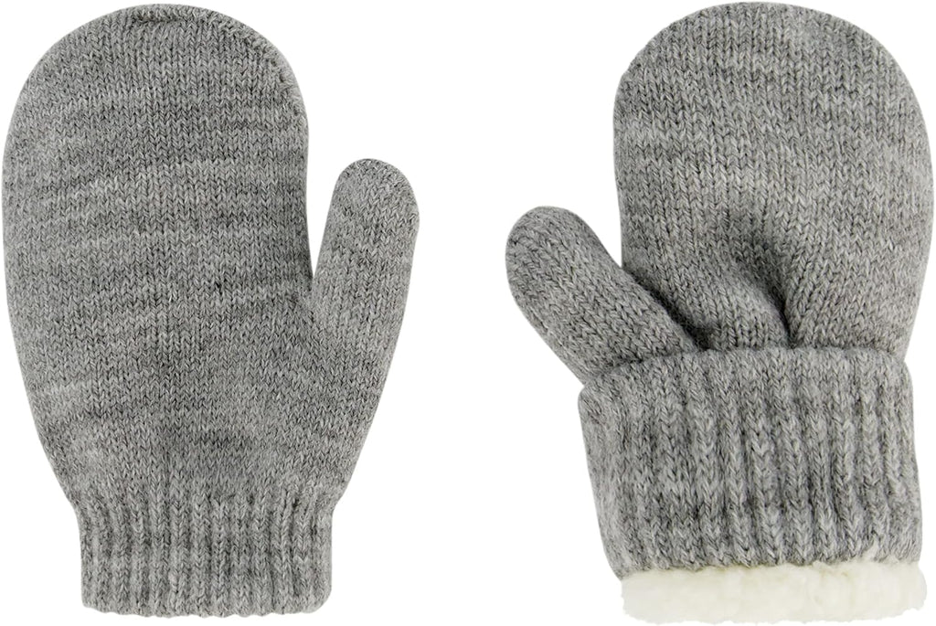 Baby Beanie and Mitten Set & Toddler Winter Hat Boy Girl Fleece Lined for Infant 0-6, 6-12