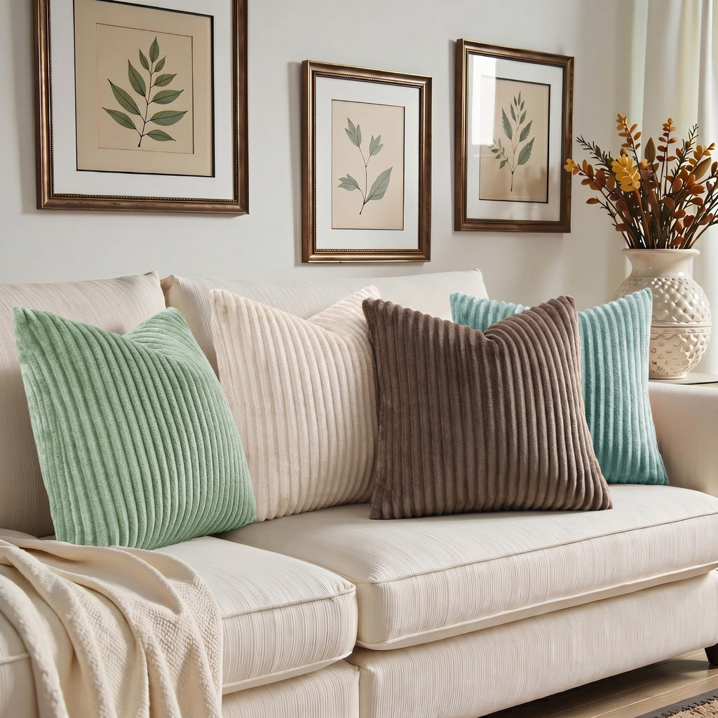 Fall Soft Coffee Flannel Throw Pillow Covers 22X22 Set of 2