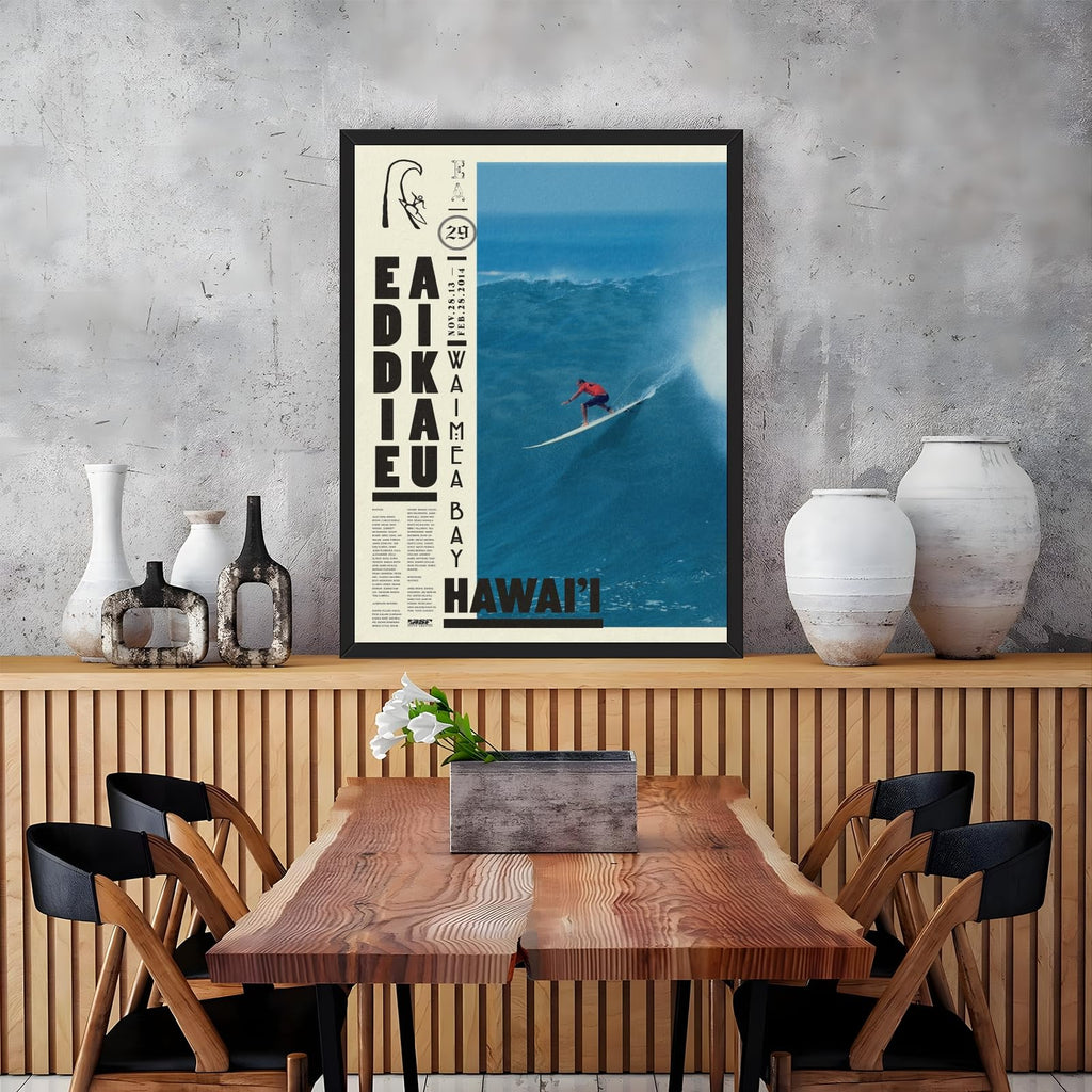Black Framed Vintage Surfing Wall Art Retro Hawaii Surf Poster Pro Contest Big Wave Rider Canvas Painting Prints