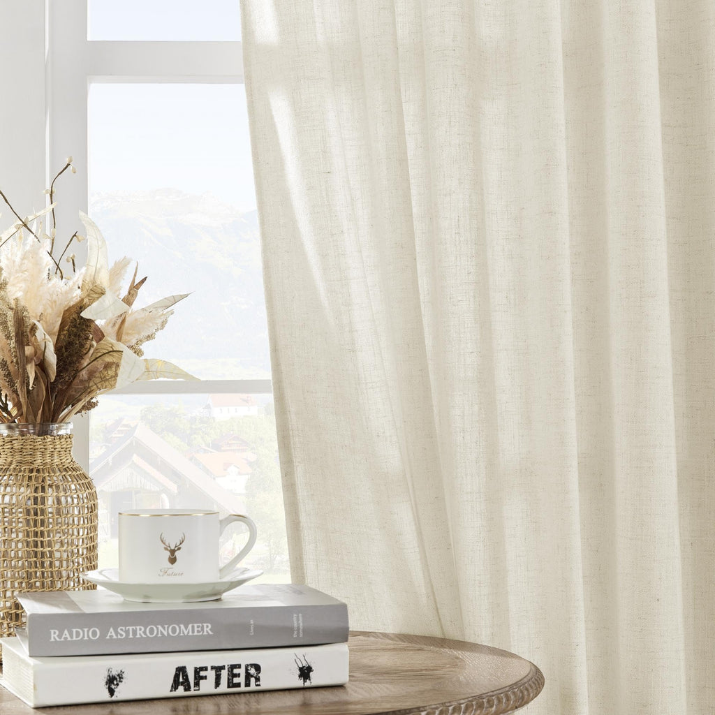 Linen Curtains 2 Panel Set, Light Filtering, Ivory on Linen Curtains 84 Inch Curtains, Cream Drapes 84 Inches Long