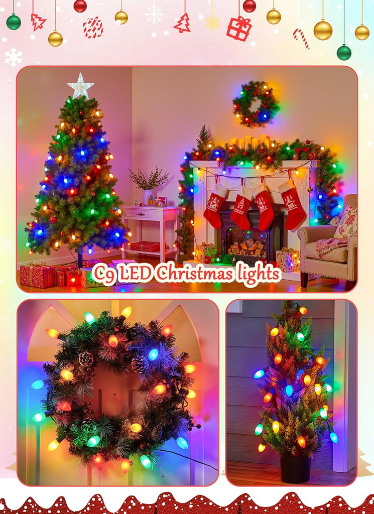 Vintage Christmas Lights Outdoor, 100Ft C9 String Lights with 100 LED Bulbs