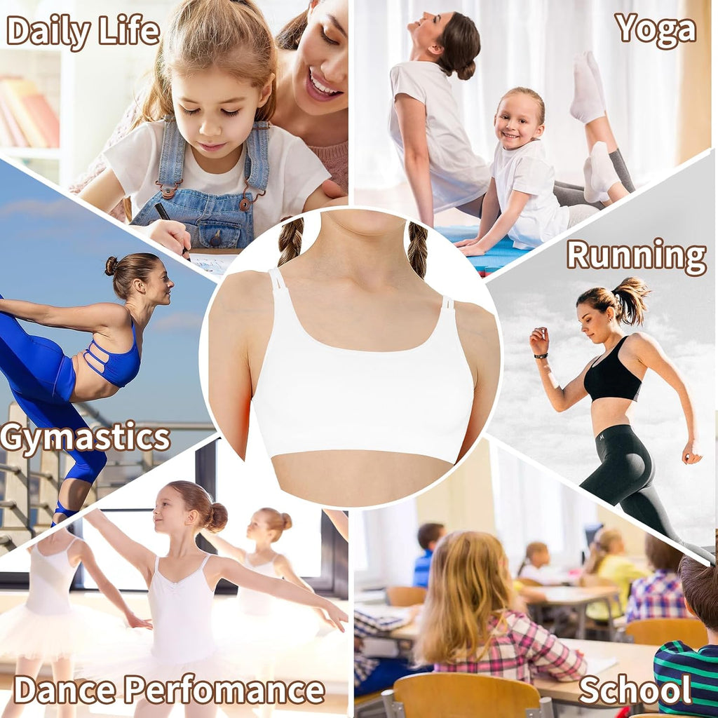 Girl Sports Bra Sleeveless Tank Top - Seamless Stretchy Back Crisscross Crop Undershirt Fitness Yoga Bras