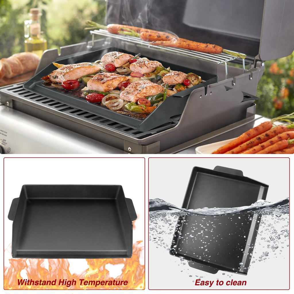 17" x 13" Universal Cast Iron Griddle for Gas Grill, Stove Top Griddle Gas Grill Griddle Insert for Charbroil