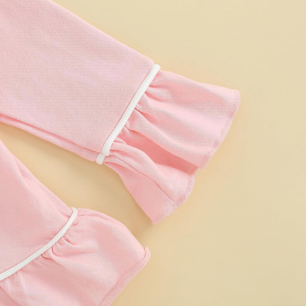 Toddler Baby Girls Pajamas Set Cotton Long Sleeve Ruffle Button PJs