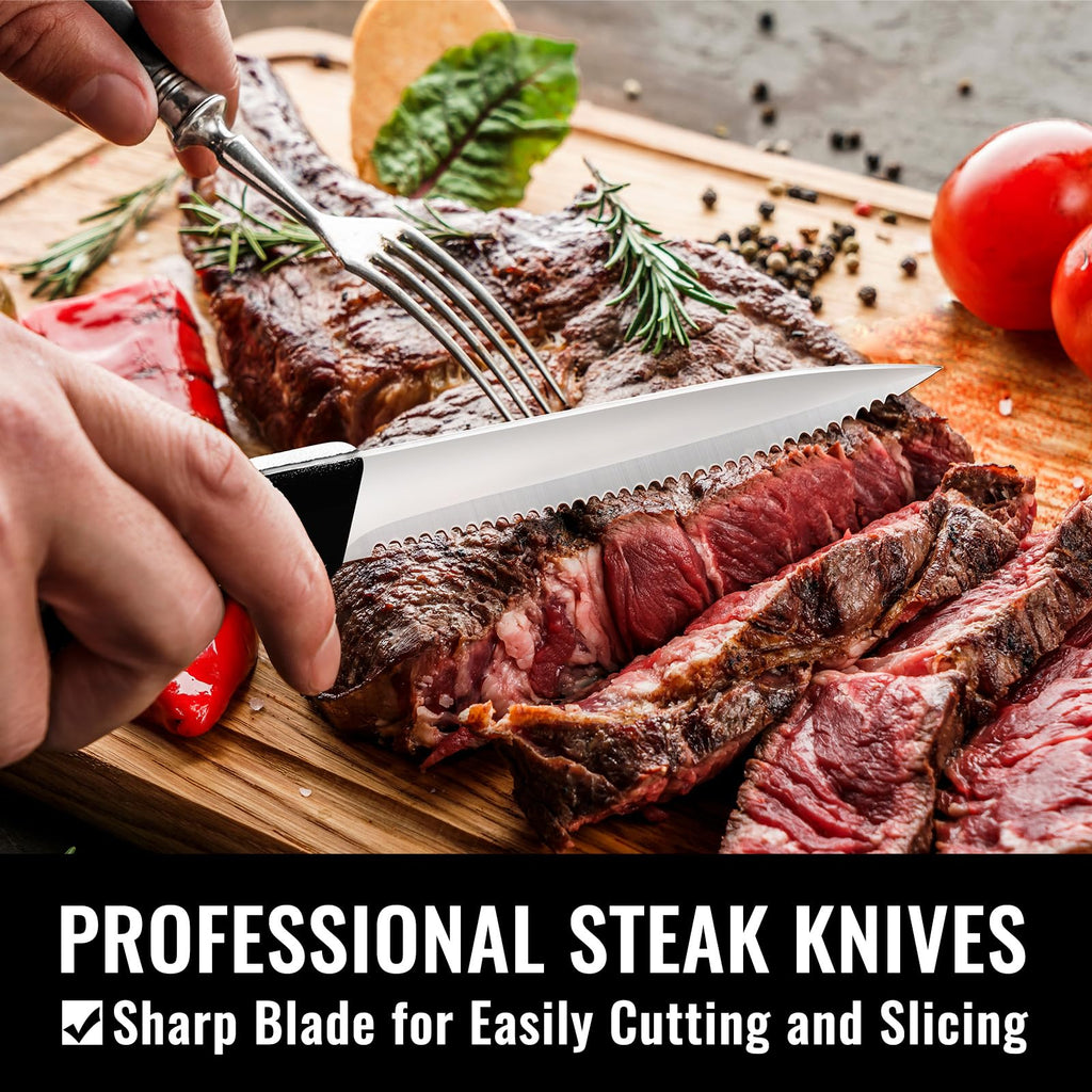 Silverware Set with Steak Knives for 8, 18/8 Stainless Steel Flatware Cutlery Set Kitchen Restaurant Hotel
