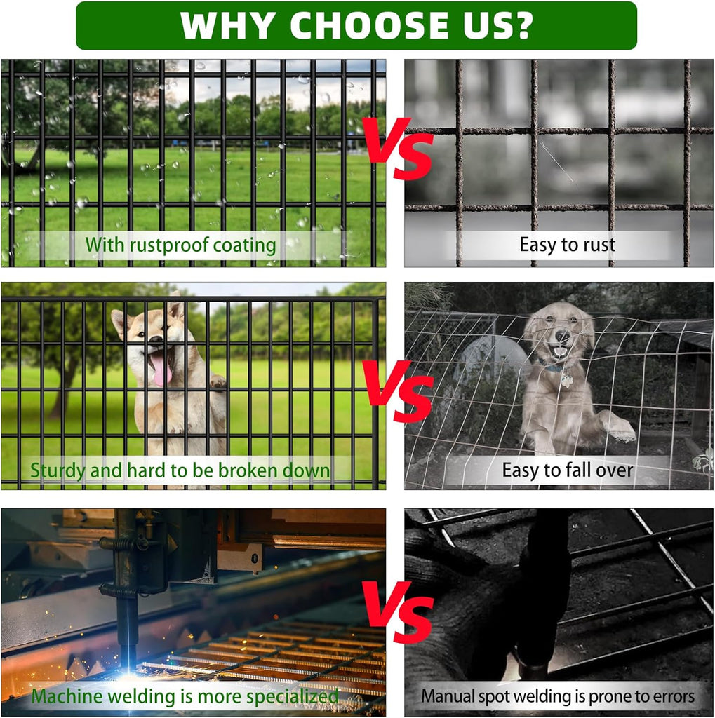 10 Panels Garden Fencing Animal Barrier with Lock, 40 in(H) X 24 ft(L) Dog Fence Outdoor for Yard Rustproof No Dig