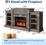 71 Inch Electric Fireplace with Matal, Fireplace TV Stand for TV Up to 80"