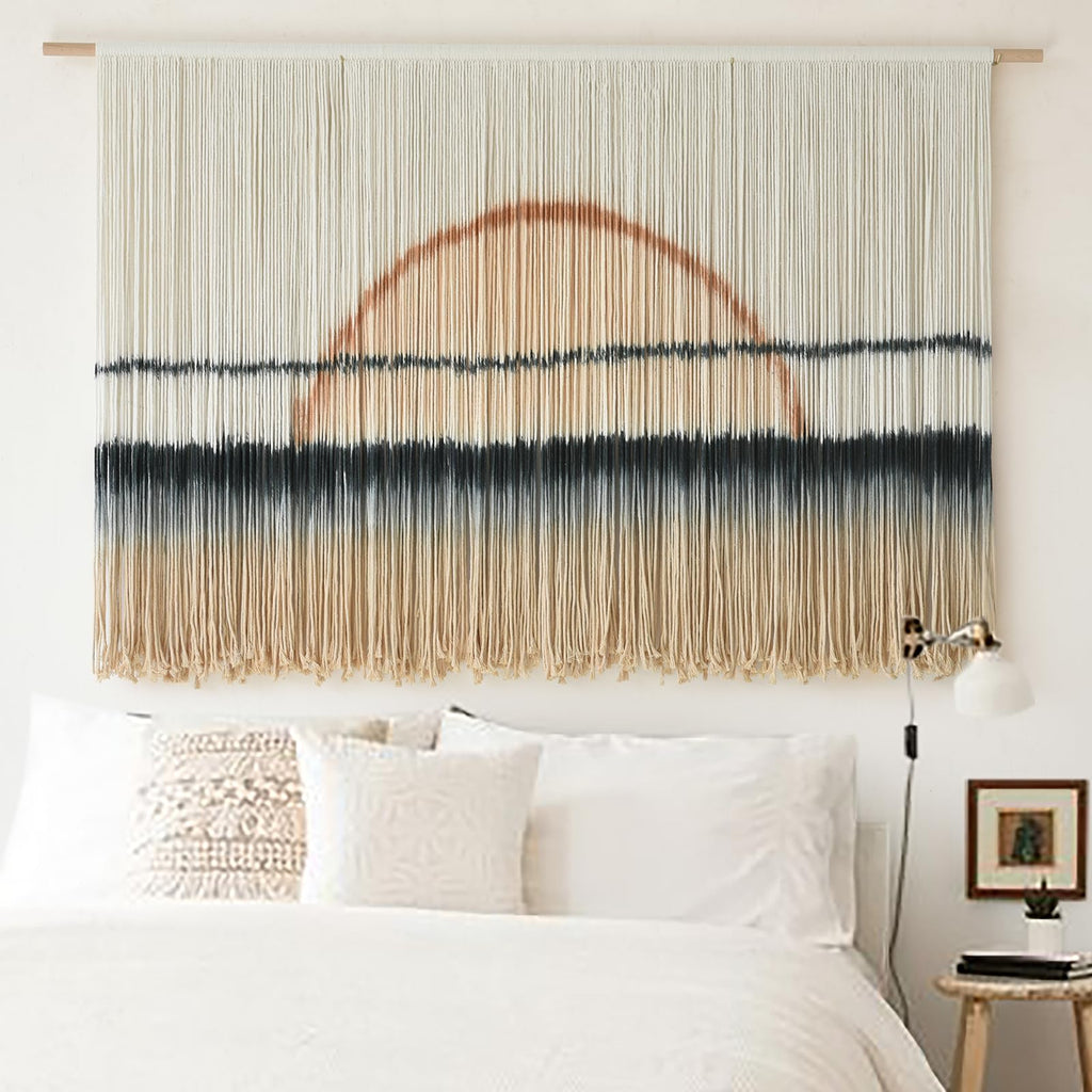 Macrame Wall Hanging Sunset Dip Dye Boho Tapestry 57"x35"