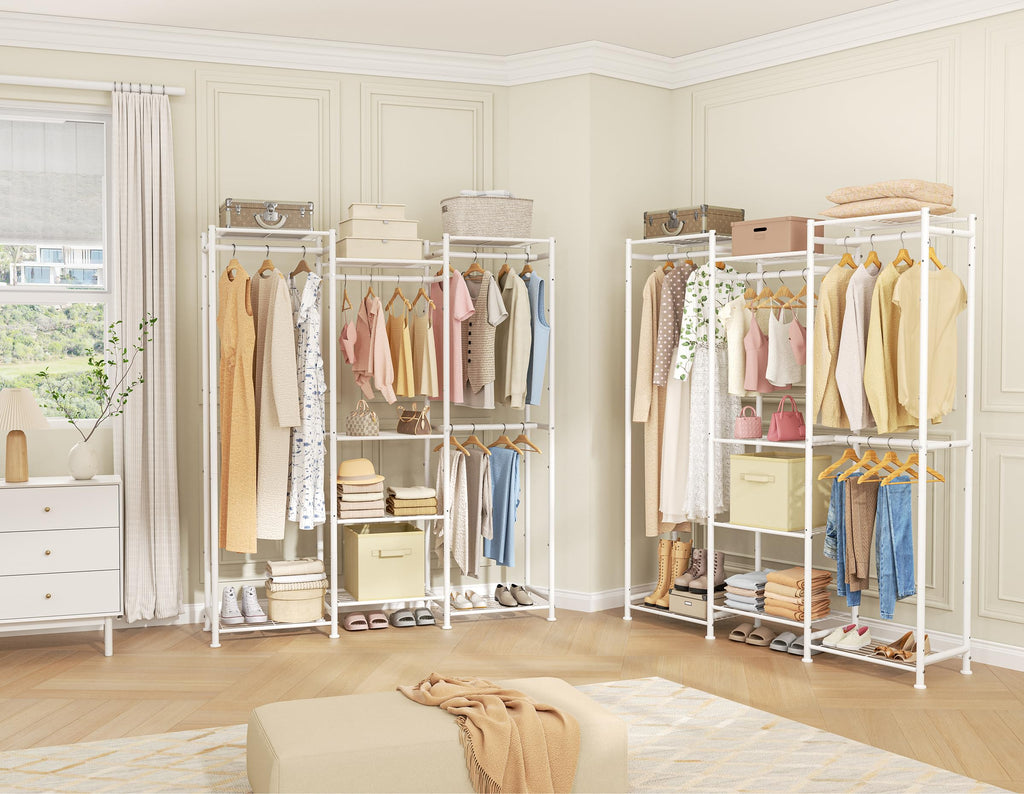 Wardrobe Closet, 4 Hanging Spaces Portable Clothes Rack