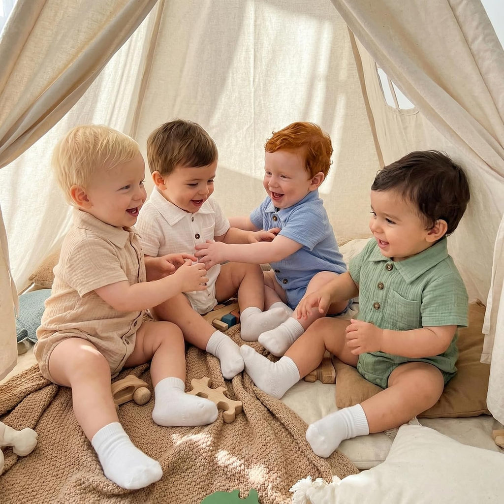 Summer Newborn Baby Boy Cotton Linen Romper Short Sleeve Button Down Jumpsuit Romper One Piece Outfit