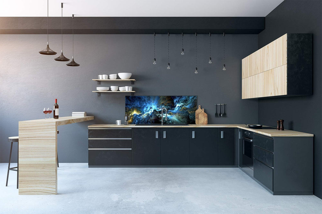 Stylish Glass Backsplash - Fantasy&Sci-Fi Series BBS13: Multicolor Abstract Glass Tile, 31.5'x12.6', Glue Down
